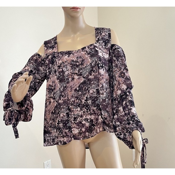 Romantic Belle Du Jour‎ Blouse XL Sheer Flutter Sleeve Fairy Core Cold Shoulder - Picture 1 of 10